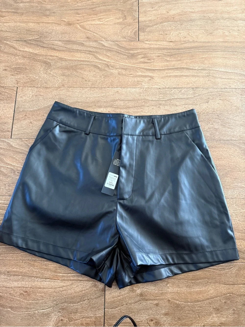 Fashion Nova Black High-Waist Faux Leather Shorts